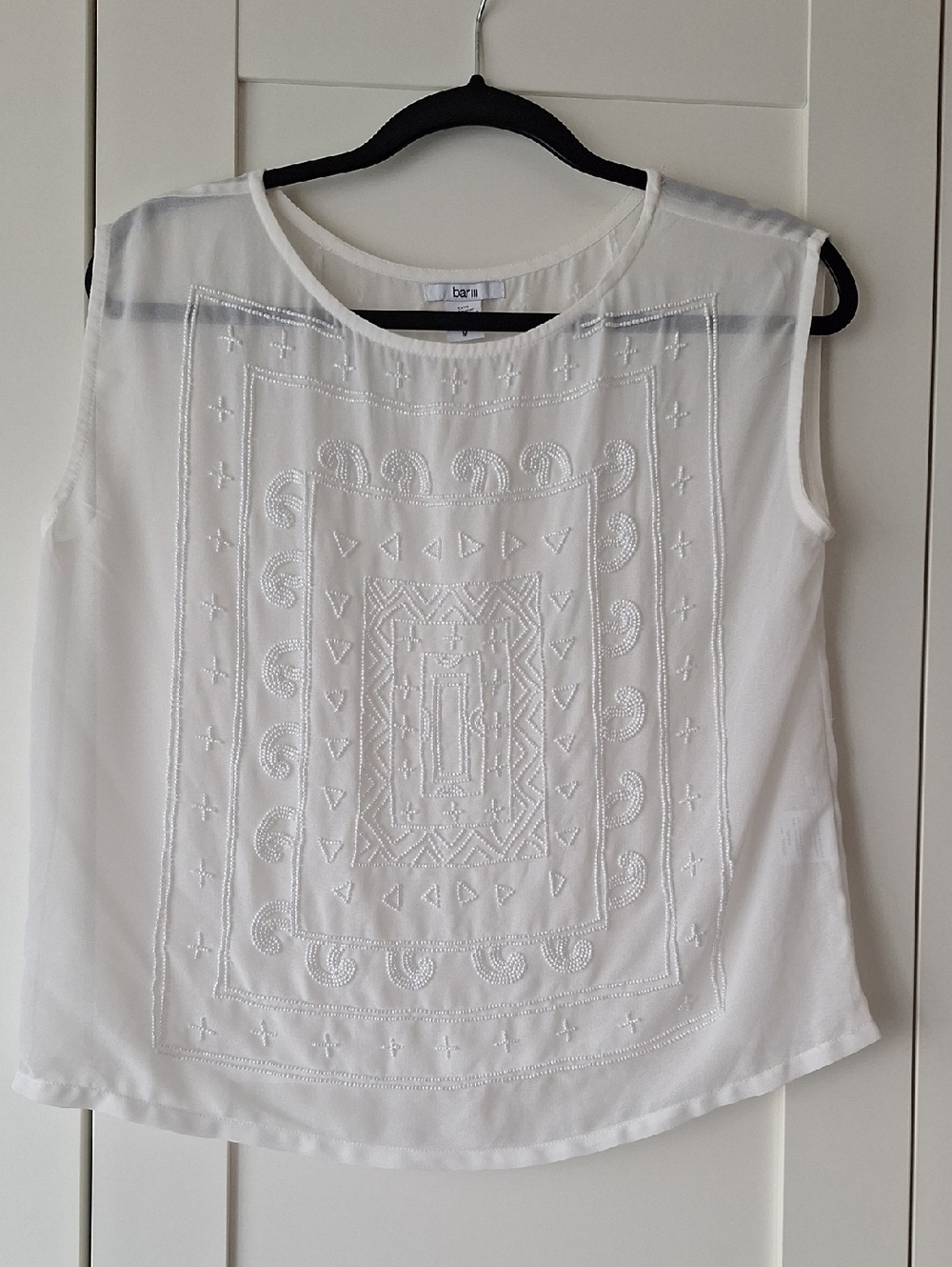 Bar III White Embroidered Sleeveless Camisole